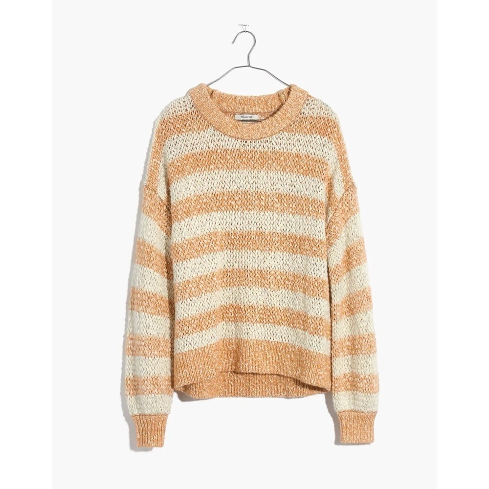 MADEWELL Baez Pullover Sweater in Stripe Marbled Caramel Size Extra Small - Picture 5 of 16